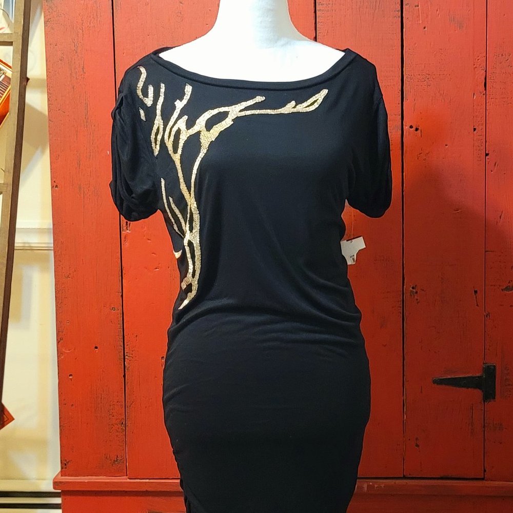 Matty M Black & Gold Mini dress - XSmall